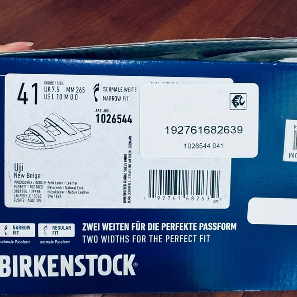 Birkenstock Uji Nubuck shine Leather straps slide sandals in new beige 10-10.5 - Picture 7 of 14